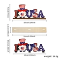 Detaillierte Maße der USA-Zwerg-Holzdeko für den Patriotentag mit Montagesockel - I Love USA Gnome Rot Stil
