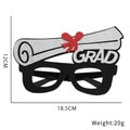 Felt graduation party glasses with white GRAD scroll and red bow decoration - Diploma Scroll Style (Style A)