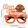 Orange Happy Thanksgiving felt glasses with cartoon turkey design and dimensions - One Size / Orange Letter Turkey Style