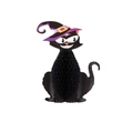 3D Halloween Schwarze Katze Wabenball mit lila Hexenhut für die Partydekoration - Große Katze Einseitige Wabe
