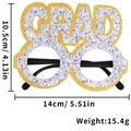 Detailed view of GRAD graduation glasses showing dimensions 14cm width and 10.5cm height - Grad Gold Rim Style