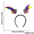 Dimensioni dettagliate del cerchietto di Carnevale con piume viola e motivo a giglio - Stile Piuma Tiara Gioiello