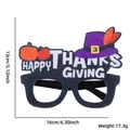 Thanksgiving party glasses with purple hat, orange feathers and Happy Thanksgiving text - One Size / Letter Purple Top Hat Style