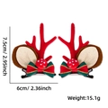 Barrettes bois de renne de Noël avec nœuds rouges et oreilles sur fond blanc - Style Noeud de Bois (Pinces à Bois de Noël) / Rouge