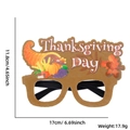Brown Thanksgiving Day felt glasses with turkey, pumpkin and cornucopia decorations - One Size / Letter Food Style