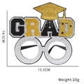 Black and gold glitter GRAD party glasses with mini graduation cap for 2026 graduates - Bachelor Hat Shaped GRAD Style (S Style)