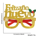 Goldene Feliz Año Nuevo Glitzer Partybrille mit roten Beeren und weißen Schneeflocken - Beeren-Alphabet-Brille