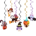 Set di 6 decorazioni a spirale di Halloween con pipistrelli, gufi e fantasmi - Stile Cartone Animato Misto
