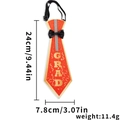 Dettaglio cravatta GRAD glitter arancione con misure 24cm x 7.8cm per festa di laurea - Stile GRAD Arancione