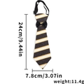 Dettaglio dimensioni cravatta di laurea per animali domestici lunga 24cm e larga 7.8cm - Stile a Righe Oro E Bianco