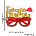 Red Feliz Año Nuevo party glasses with gold glitter text and festive Christmas hat detail - Santa Hat Alphabet Square Glasses