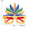 Occhiali colorati per carnevale brasiliano con piume, dimensioni 15x16cm party - Piuma Arancione Blu Verde Montatura Oro / Taglia unica