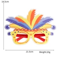 Occhiali di carnevale con piume colorate e cappello, 21,5cm di larghezza per feste - Stile Cappello da Clown con Piume / Taglia unica