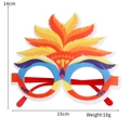 Colorful carnival party glasses with orange blue feathers and festive letters décor - Yellow Orange Feather Round Frame