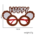 Καφέ τσόχινα γυαλιά πάρτι Happy Birthday με διαστάσεις 18 εκ. πλάτος και 11 εκ. ύψος - Στυλ Καφέ Αρκούδα