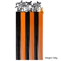 Tenda di tinsel Halloween arancione e nera con decorazioni di pipistrelli e ragni - Tenda Frange Arancione Nero + Striscione Scheletro