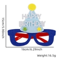 Blue felt Happy Birthday glasses with light blue hat design and red plastic frame legs - Blue Birthday Hat Style