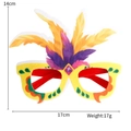 Yellow carnival party glasses with colorful feathers and purple gem, 17cm width variant - Yellow Purple Feather Style