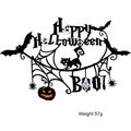 Halloween black and orange hanging decoration set with bat, cat and pumpkin icons - Banner A