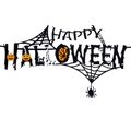 Felt Happy Halloween banner with orange pumpkins, black cats, and spider web details - Banner B
