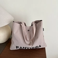 Hellviolette Nylon-Einkaufstasche mit schwarzem FANYISSA-Logo und Metalldruckknopf - Khaki