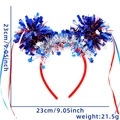 Detail showing 23cm height and width dimensions of US Independence Day star headband - Blue Striped Ear Style