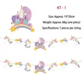 Detailed view of unicorn and castle party banner with dimensions 19x20cm for birthday decor - Unicorn Rainbow Castle Banner (KT-1)
