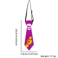 Corbata morada de lentejuelas de Halloween con calavera, calabaza y cinta elástica - Calabaza Esqueleto Púrpura