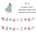 Detalle de los banderines de fiesta de princesas animadas y guirnaldas de flores - Tema de Princesa (KT-2)
