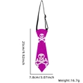 Corbata morada de lentejuelas para Halloween con calavera y medidas de producto - Esqueleto Púrpura