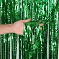 2m metallisch grüner Lametta-Vorhang für Geburtstagsfeiern und festliche Wanddekorationen - Grün / 1m*1m