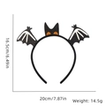Cerchietto per Halloween a forma di pipistrello con ali nere e dettagli glitter - Cerchietto stile pipistrello