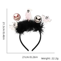 Halloween headband with black feathers and sparkly pumpkin ghost glitter charms - Ghost Devil Black Feather Headband