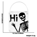 White skeleton Halloween felt candy bag with Hi print, size 13.7cm x 22cm for party gifts - HI Skeleton Man Candy Bag