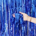 Vibrant elektrisch blauer Metallic-Fransenvorhang für die Dekoration von Geburtstagspartys - Blau / 1m*1m