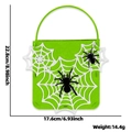 Green Halloween felt gift bag with white spider web and black spider decorations - Spider Web Green Candy Bag