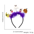 Halloween headband with purple feathers and spooky elements measuring 22.5cm in height - Ghost Eyeball Purple Feather Headband