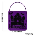Purple Halloween felt treat bag with castle and bat print, size 22cm by 13.8cm - Castle Purple Candy Bag