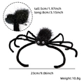 Dettaglio macro di un fermaglio a ragno di peluche per animali con misure e clip retro - Taglia unica / Fermaglio per Capelli Ragno Nero