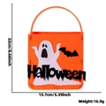 Orange felt Halloween gift bag with white ghost and black bat design, size 22x13.7cm - Bat Ghost Orange Candy Bag