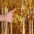 Cortina de flecos dorados de papel metálico para decoración de paredes en fiestas - Dorado / 1m*1m
