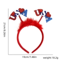 Red feather USA flag headband for World Cup 2026 fans party decor 21x19cm - Double USA Heart Feather Style