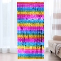 Tenda a quadretti arcobaleno in lamina per decorazioni di sfondo per feste - Tenda a Frange Quadrata Arcobaleno Scintillante