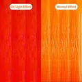 Tenda a frange arancione per feste con effetto luce UV rispetto all'effetto normale - Tenda a Frange Arancione Macaron Fluorescente / 1m*1m