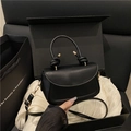 Minimalist black square crossbody bag with knotted handle and golden hardware in a gift box - Black