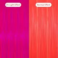 Tenda a frange laser spessa in viola fluorescente e rosso arancio per decorazioni feste - Tenda a Frange Arancione Scuro Macaron Fluorescente / 1m*1m