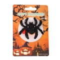 Broche araignée d'Halloween noire en peluche sur carte de décoration de citrouille orange - Taille unique / Style Araignée Halloween (5877701168135)