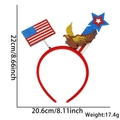 Red glitter Independence Day headband with US flag and eagle pendants, 22x20.6cm - Flag Rocket Eagle Style
