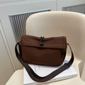 Japanische Canvas Umhängetasche in Kaffeebraun mit großem Fassungsvermögen und Taschen - Braun