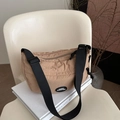 Khaki nylon crescent crossbody bag with adjustable strap and Lucky Fashion logo - Khaki